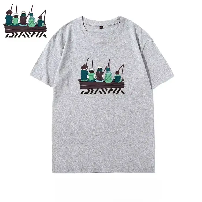T-shirt de pêche d'extérieur à manches courtes pour homme, en coton ample, idéal pour les sorties entre amis, nouvelle collection été, pour la pêche en mer, style tendance