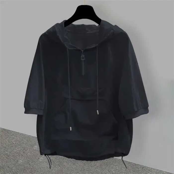 T-shirt à capuche à manches courtes pour hommes, vêtements de travail amples et tendance, chemise de