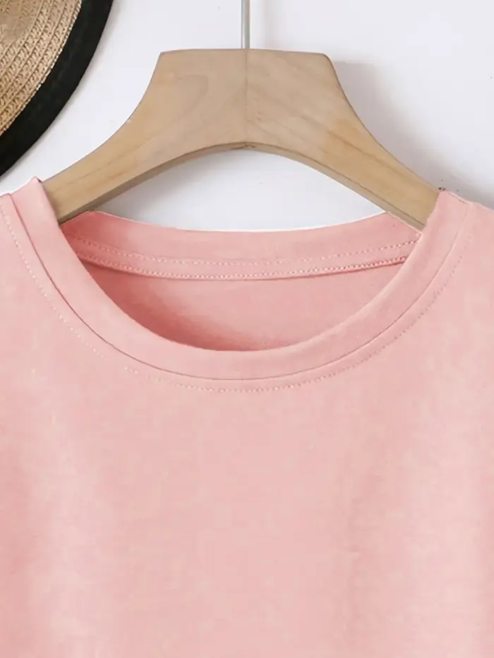 T-Shirt à manches courtes et col rond élastique pour femme