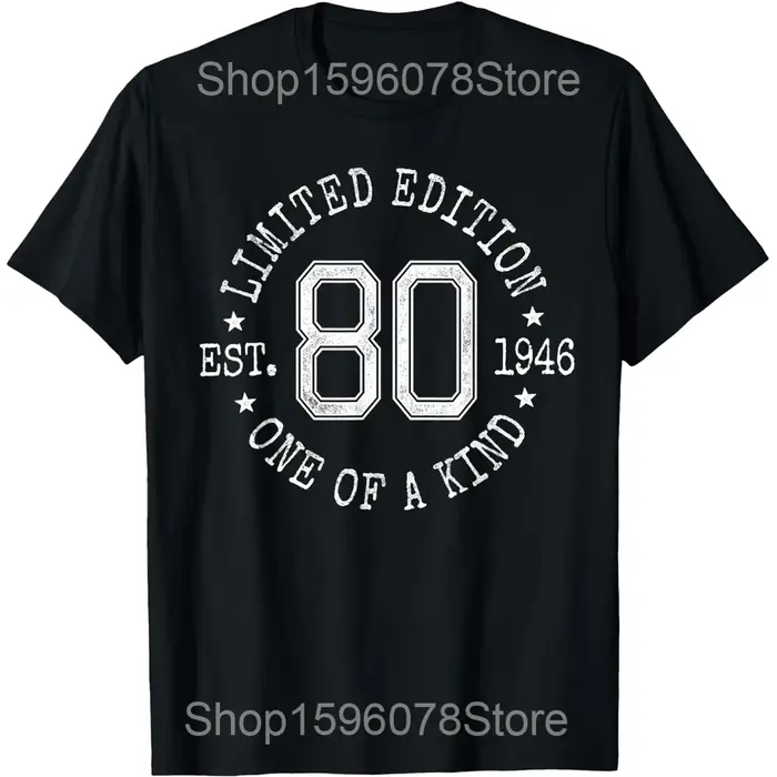 T-shirts graphiques vintage 1946 80 ans, pour hommes et femmes, en pur coton, humoristiques, streetw