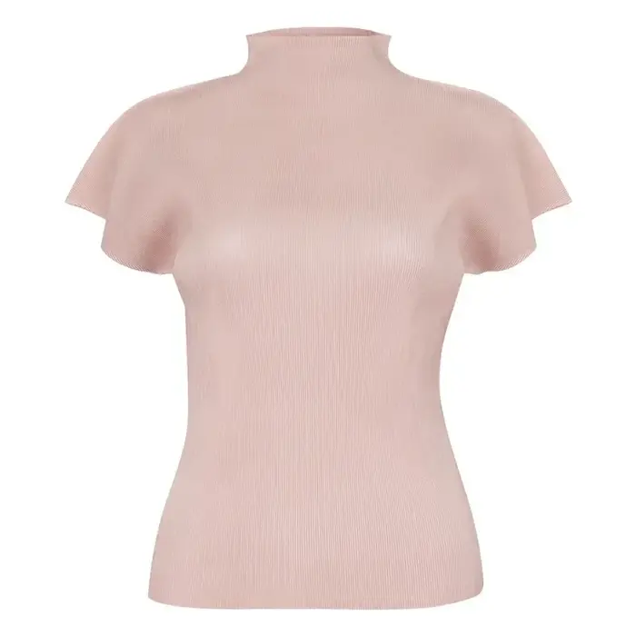 Plisceaux conception originale T-shirt 2025 été plissé fleur imprimé hauts décontracté mode apparaître mince ample rétro femmes vêtements