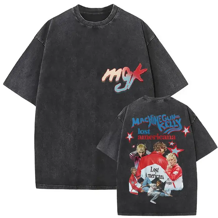 Vintage lavé MGK mitrailleuse Kelly Album 2025 nouveaux t-shirts hommes gothique Hip Hop surdimensionné T-shirt pur