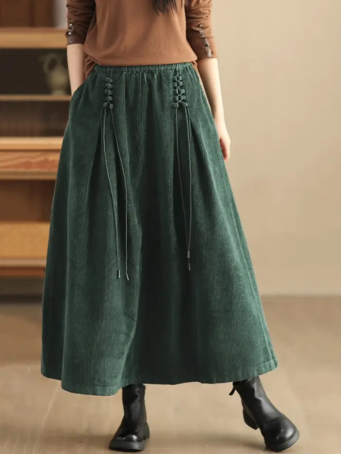 Amax luluE mode chinoise vêtements d'hiver femmes élégantes jupes en velours côtelé amples dames loi