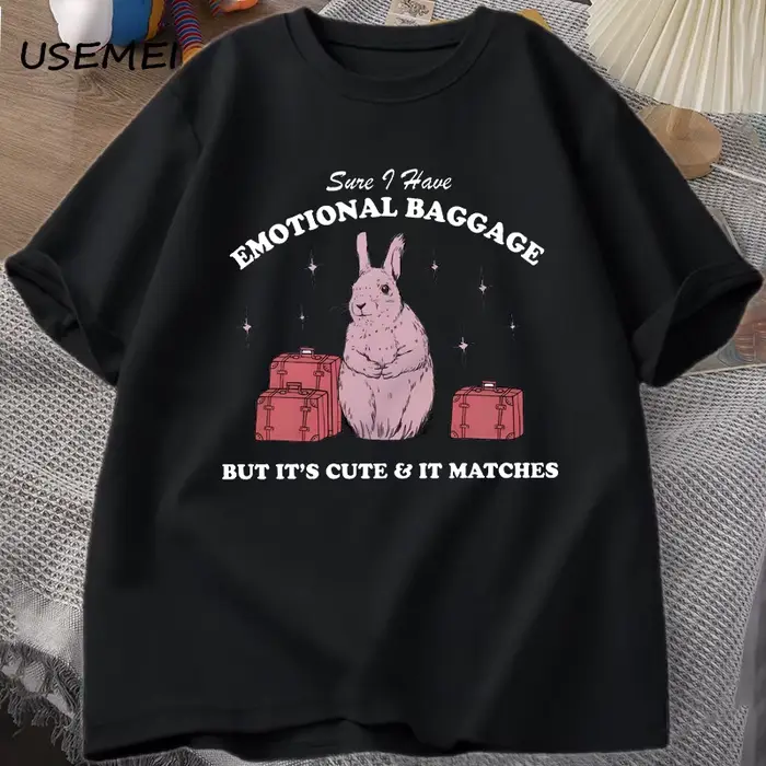 T-shirt manches courtes pour hommes et femmes, estival et humoristique, avec image de lapin