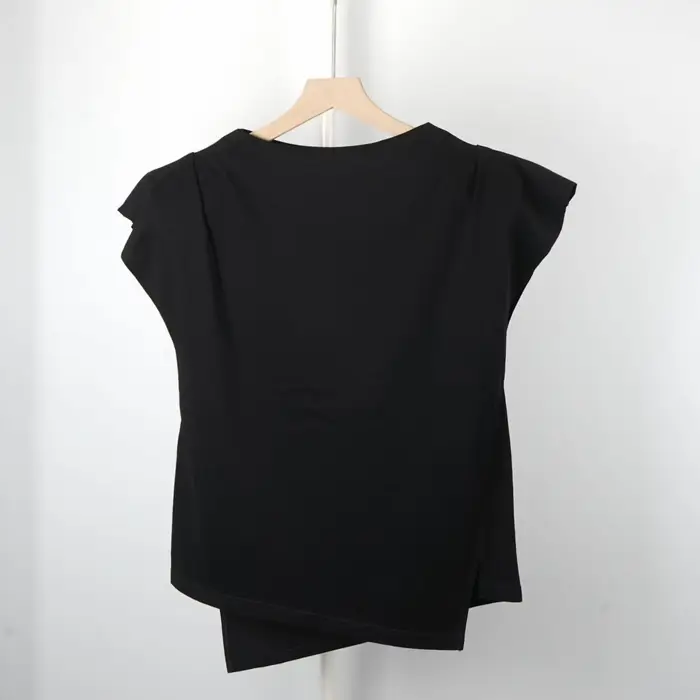 T-Shirt à manches volantes pour femmes, épaulettes amovibles, mode col rond, été dames, Slim, blanc 