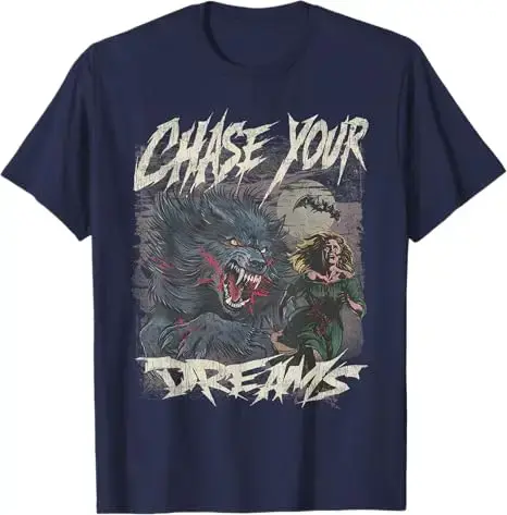 Chase Your Dreams T-Shirt d'art rétro d'horreur de loup-garou drôle Y2k Costume d'halloween nouveauté cadeau femmes hommes t-shirts esthétiques de mode