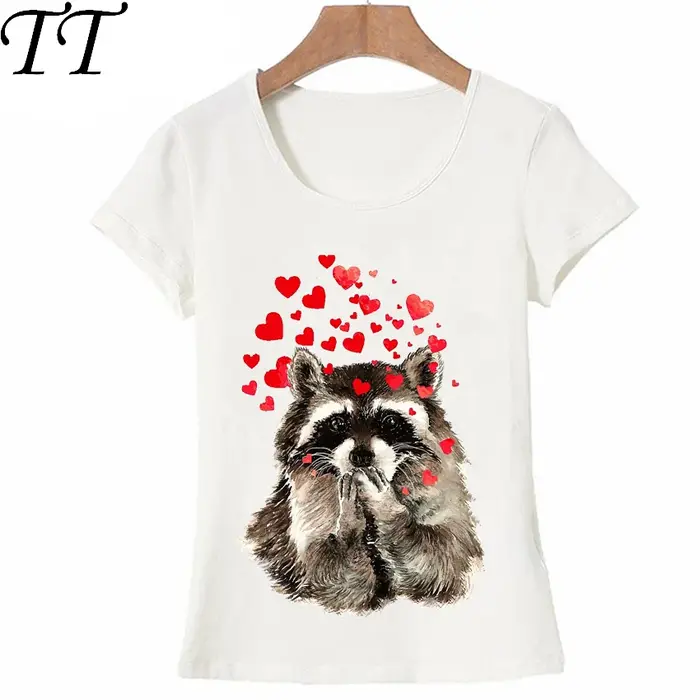 T-shirt mignon raton laveur soufflant pour femmes