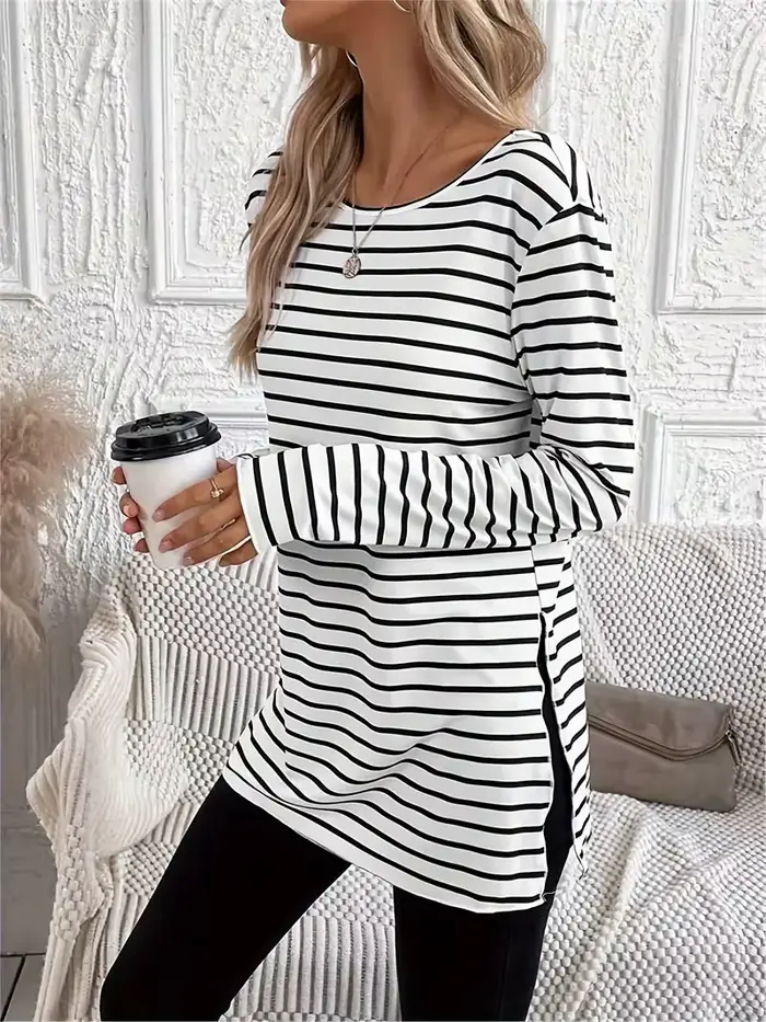 T-shirt manches longues col rond femme