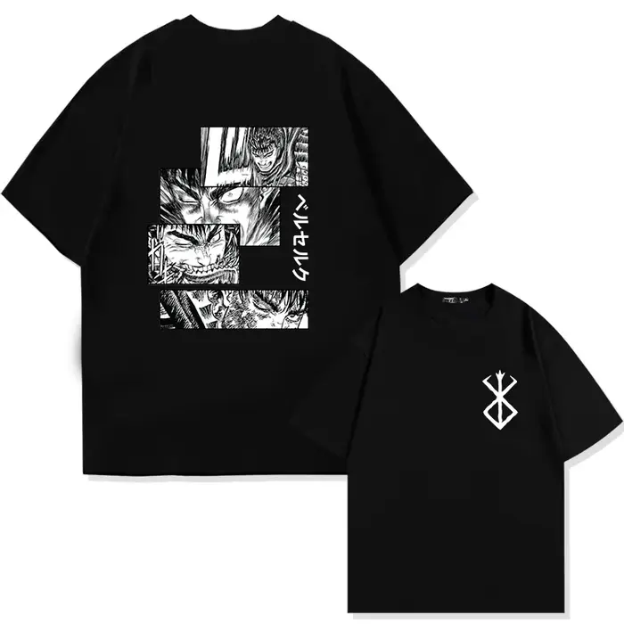 Japon Anime Berserk T-Shirt Guts imprimé graphique T-Shirt hommes 90s été à manches courtes décontra