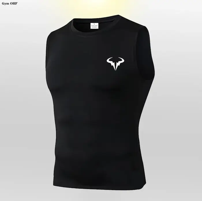 Débardeur de compression pour homme, sans manches, séchage rapide, couleur unie, pour la gym, le fit