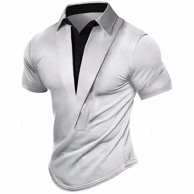T-shirt à manches courtes pour hommes pour l'été, design rétro à encolure Henley, haut ample, respir