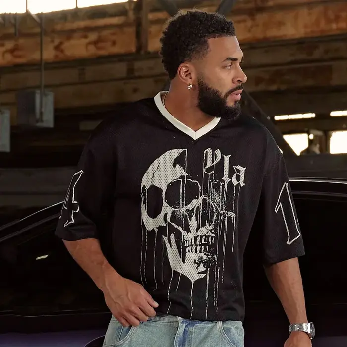 T-shirts hommes été nouveaux sport hommes T-shirts loisirs col en V mode vêtements amples et confort