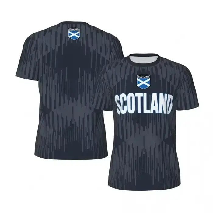 T-shirt de sport à motif bleu écossais pour hommes et femmes