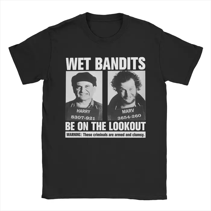 Home Alone-T-shirt à manches courtes et col rond pour homme, en pur coton, vintage, imprimé