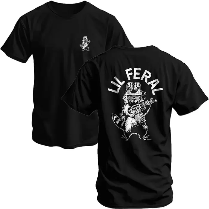 T-shirt graphique pour hommes – Lil Feral Raccoon – T-shirt de sport Y2k, coupe athlétique, cadeau o