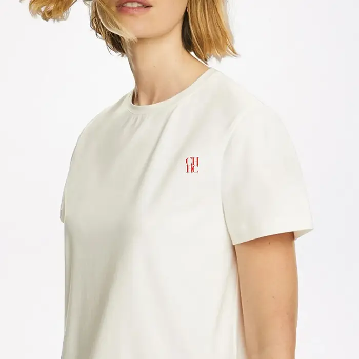 T-shirt à manches courtes blanc cassé pour femme