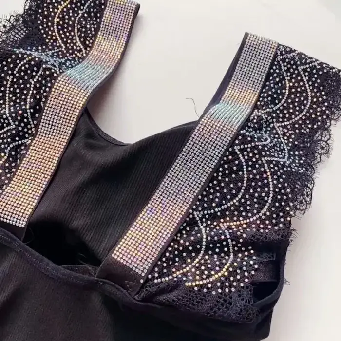 Débardeur rembourré sans manches pour femme, bling-bling, pierres précieuses, bling-bling, top sexy