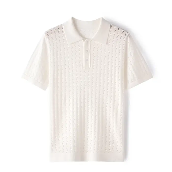 MVCircFLRT-T-shirt à manches courtes pour homme, polo en tricot respirant, chemise fine, chemise d'a