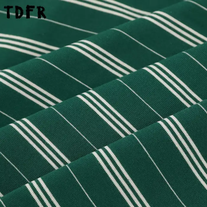 Rayé à manches longues T-shirt hommes broderie automne rétro décontracté col rond en coton
