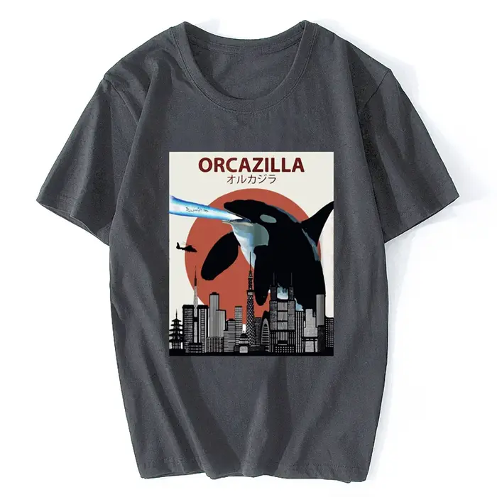 Offre spéciale mode coton T-shirt Orcazilla drôle tueur baleine