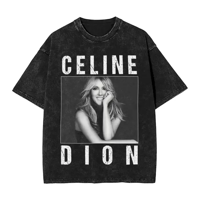 T-shirt Homme Céline Dion Lavé Streetwear Hip Hop Vintage T-shirts Hommes Femmes 100% Coton Été 2026