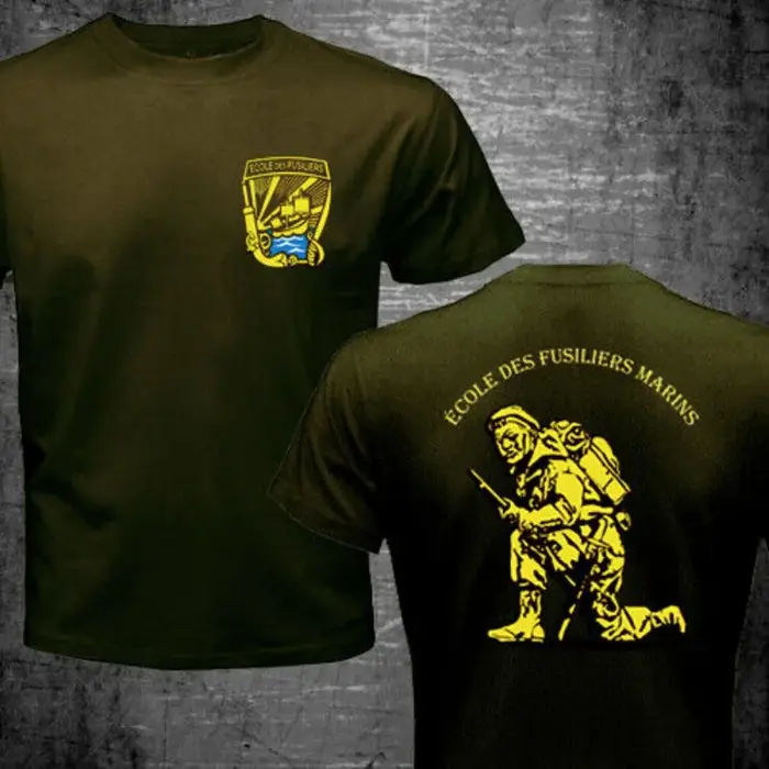 Corps des Marines français Ecole Des fusiliers Marins Lorient militaire T-shirt à manches courtes décontracté 100% coton hommes t-shirts