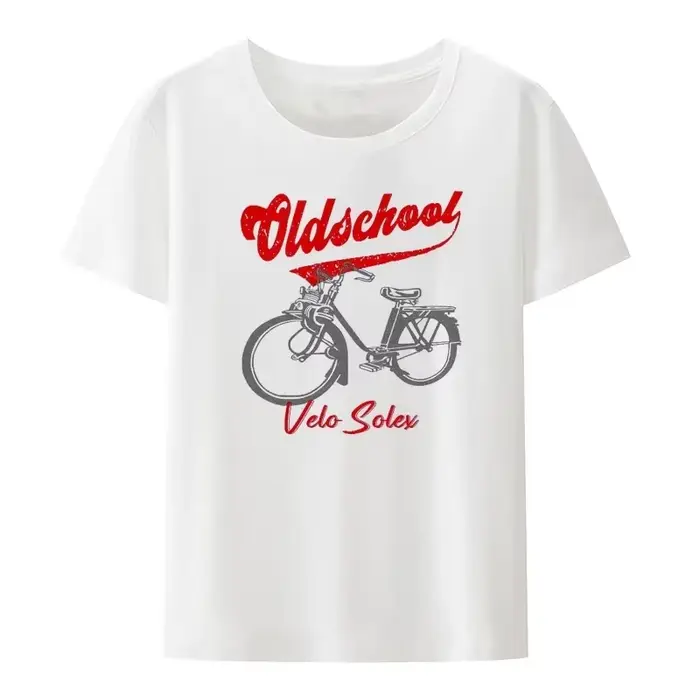 T-shirt unisexe à manches courtes Velo Solex Bike Print pour hommes et femmes