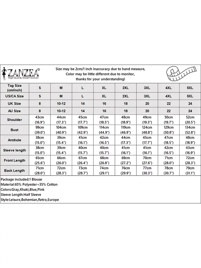 ZANZEA femmes Blouses Vintage 2025 été décontracté col en v demi manches haut-bas Blusas Mujer confort week-end couleur unie tunique hauts