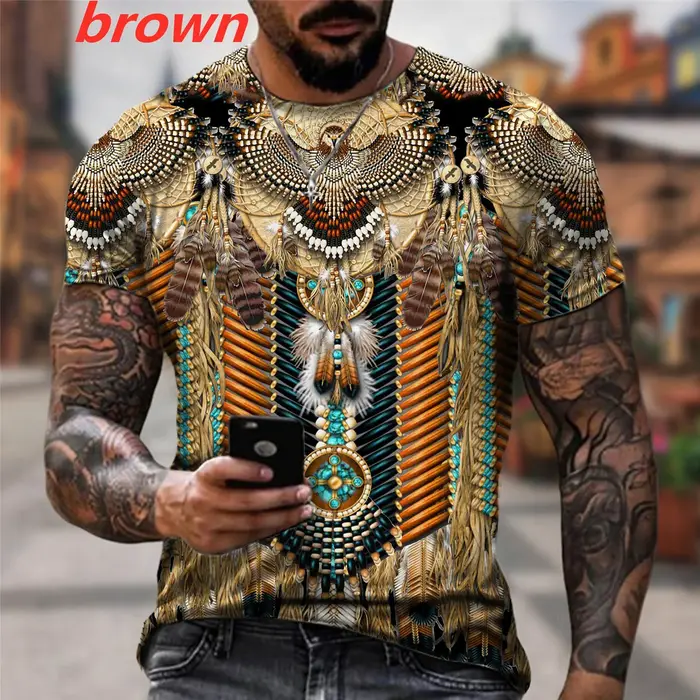 T-shirt à manches courtes imprimé en 3D pour hommes