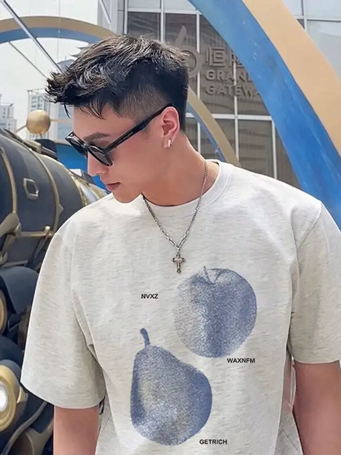 T-shirt graphique planète bleue 2026 pour homme, en coton, coupe ample, streetwear décontracté, idéa