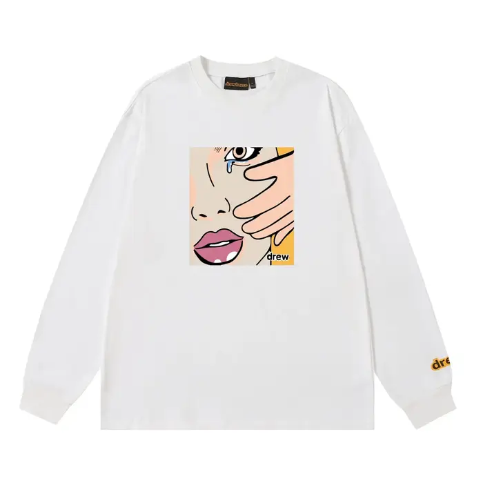 Drew House nouveau dessiné fille lingettes larmes t-shirt hommes et femmes à manches longues