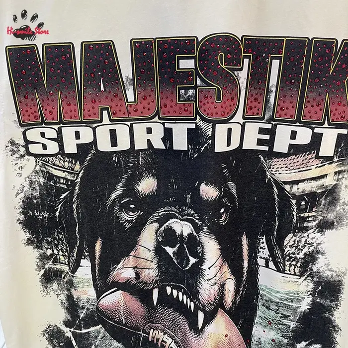 Nouveau T-shirt sans manches MAJESTIK à imprimé animalier en strass pour homme et femme
