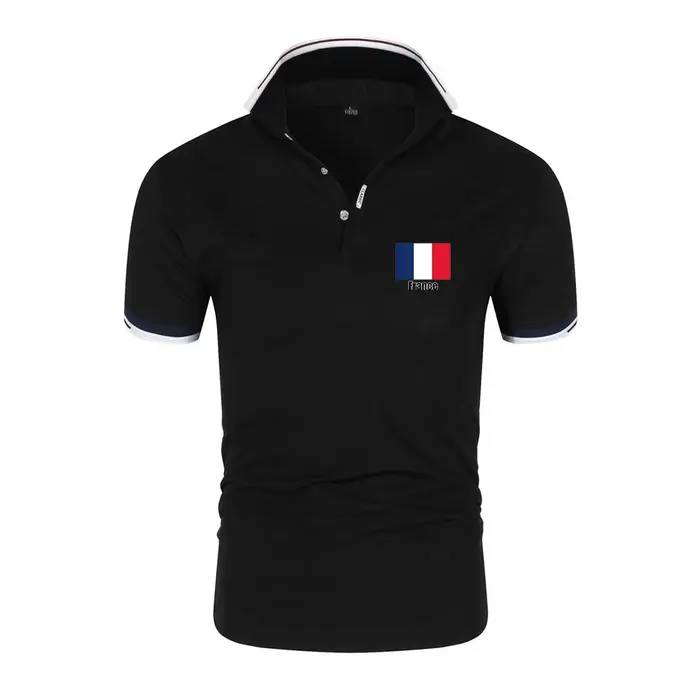 Nouveau Polo Décontracté Respirant en Coton Imprimé Drapeau FRANCE 2026 pour Homme – Six Couleurs Tendance pour l'Équipe de Football