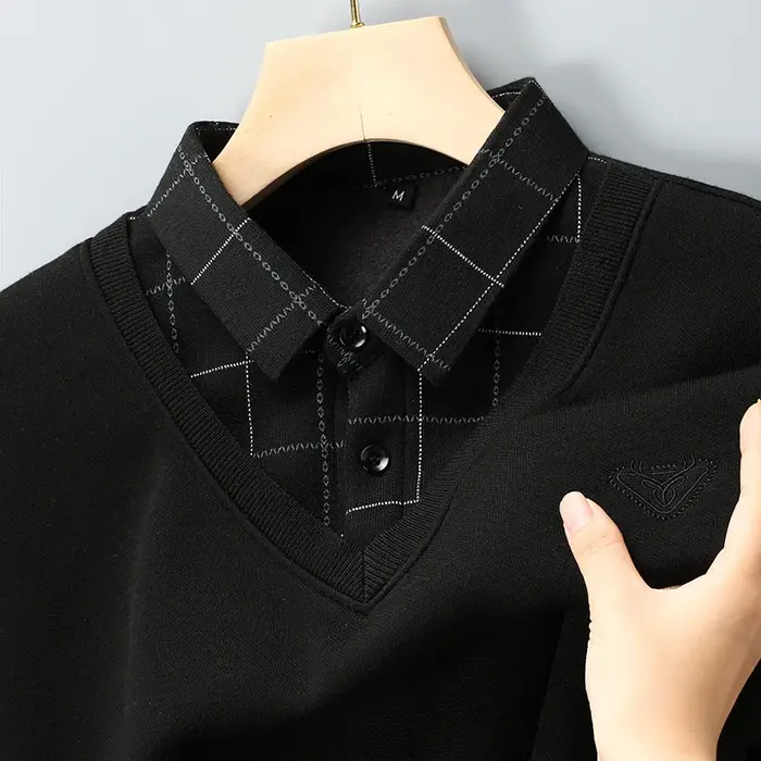 Polo classique doublé polaire pour hommes