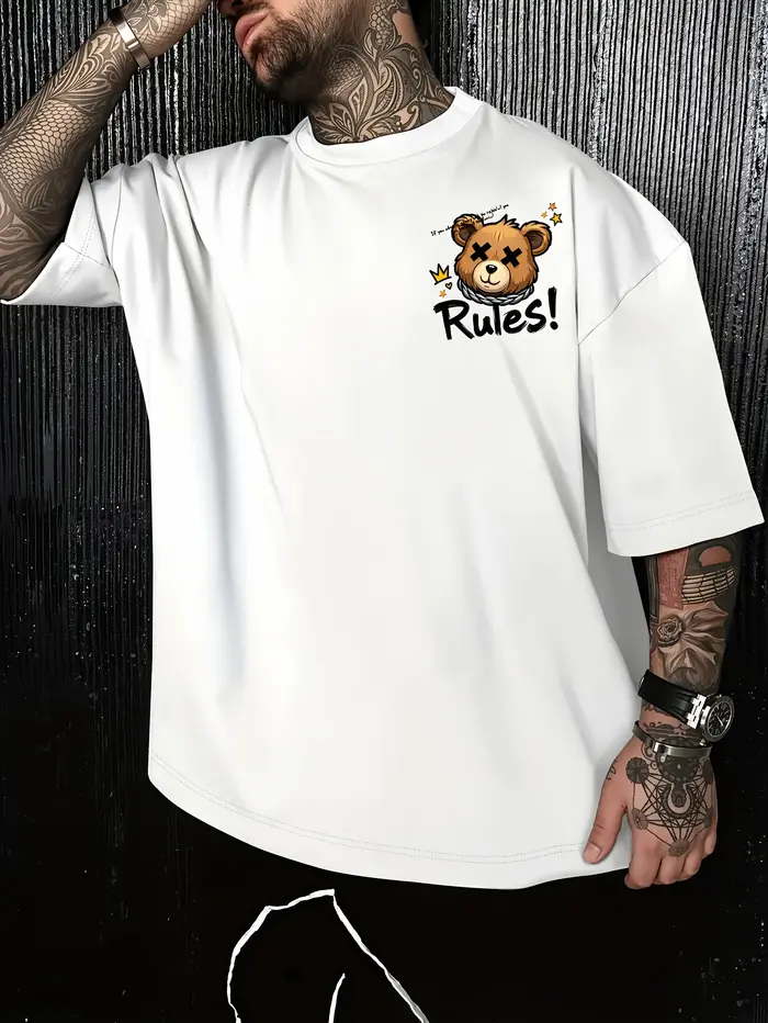 T-shirt pour homme vert foncé style streetwear avec imprimé au dos
