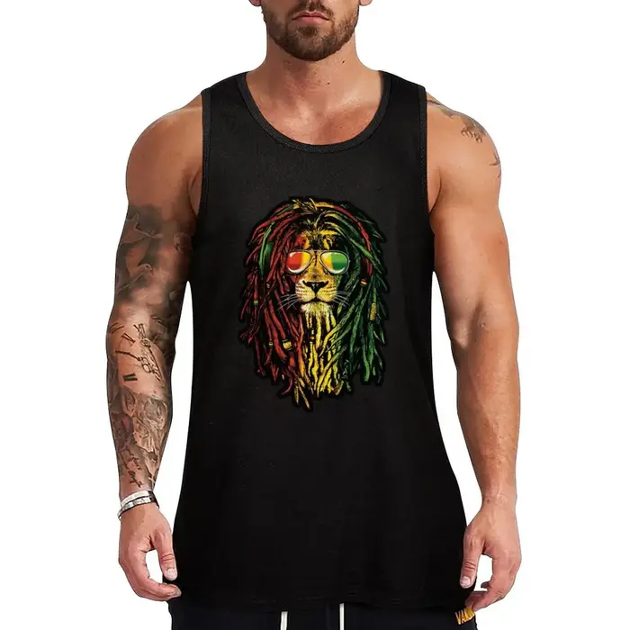 T-shirt Bob Marley Lion |   Débardeur de sport coupe athlétique, idéal pour la gym et l'entraînement