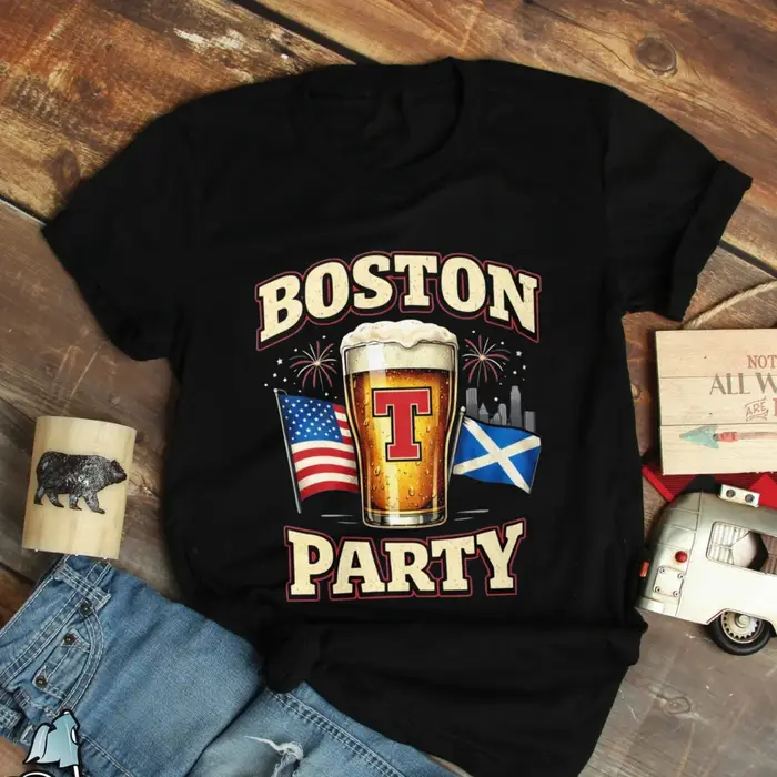 T-shirt de football Écosse Boston T-Party 2026 – T-shirts amusants à l'effigie de la bière écossaise – Hauts pour fans