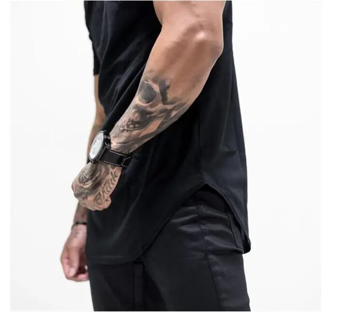 Hommes Muscle t-shirt Gym musculation Fitness t-shirts hauts coton Patchwork maille coupe ajustée