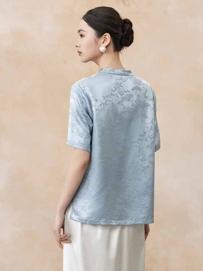 Birdtree, T-shirt 100% soie véritable 28MM
