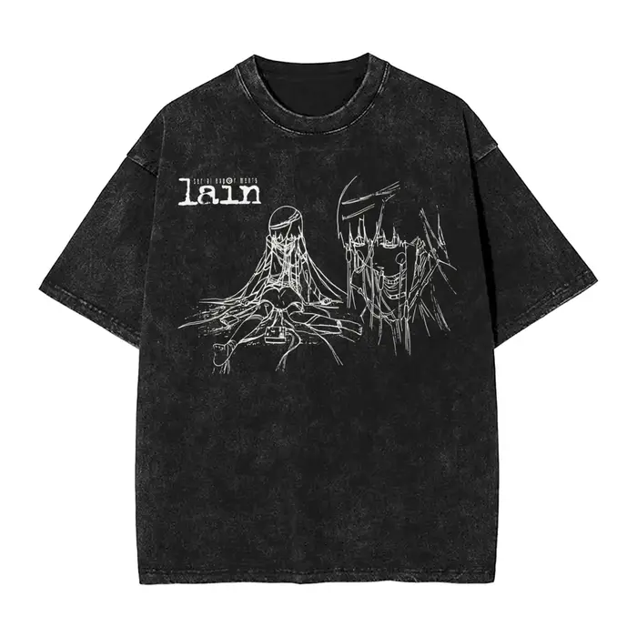 Lain Wired Up T-shirts pour hommes, t-shirt à manches courtes et col rond, 100% coton, grande taille