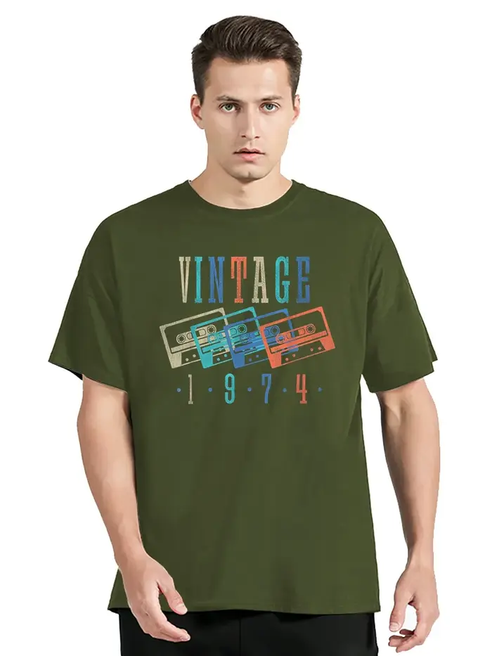 Fabriqué en 1974 édition limitée coton T-shirt hommes Streetwear décontracté T-shirt nouveau col ron