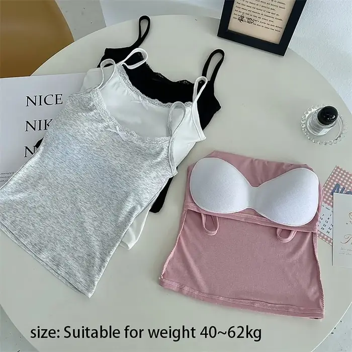 Camisole courte à bretelles en coton avec nœud simple