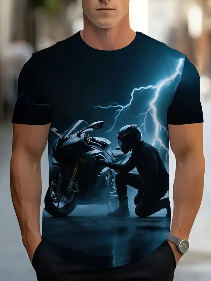Vintage Moto graphique T-Shirt pour hommes vêtements 3D imprimé