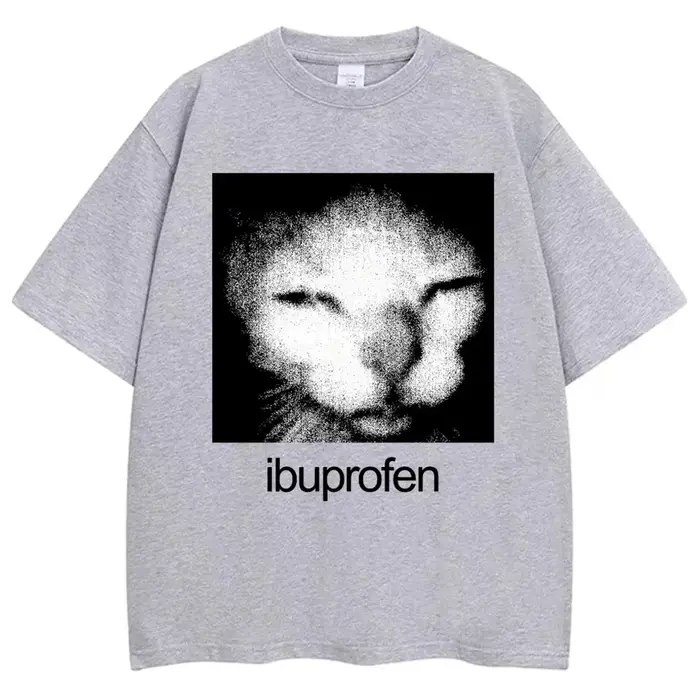 2026 Vintage Drôle Ibuprofen Chat Meme Graphique T-shirt Femmes Humor Mode T-shirts Surdimensionné D