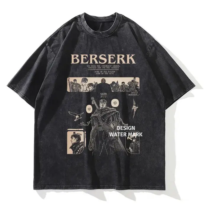 Anime Berserk t-shirt Guts Griffith Vintage lavé T-shirts Streetwear Manga hauts