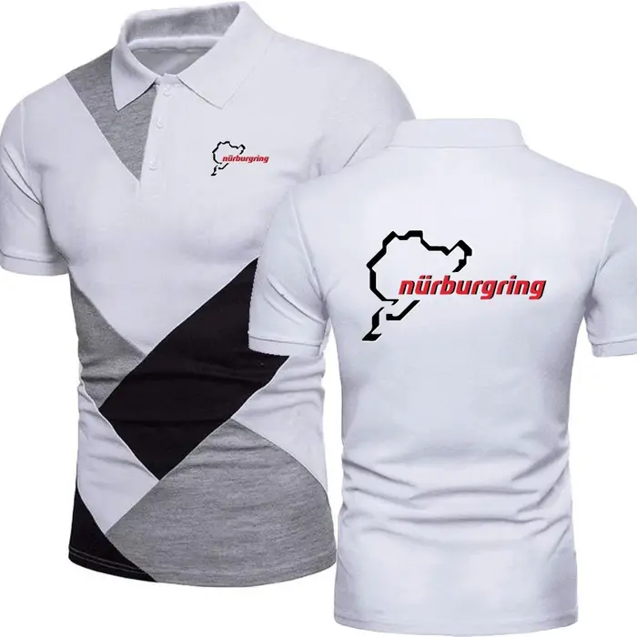 Nürburgring course piste polos hommes couleur bloquée t-shirt aventure amateurs de sport revers