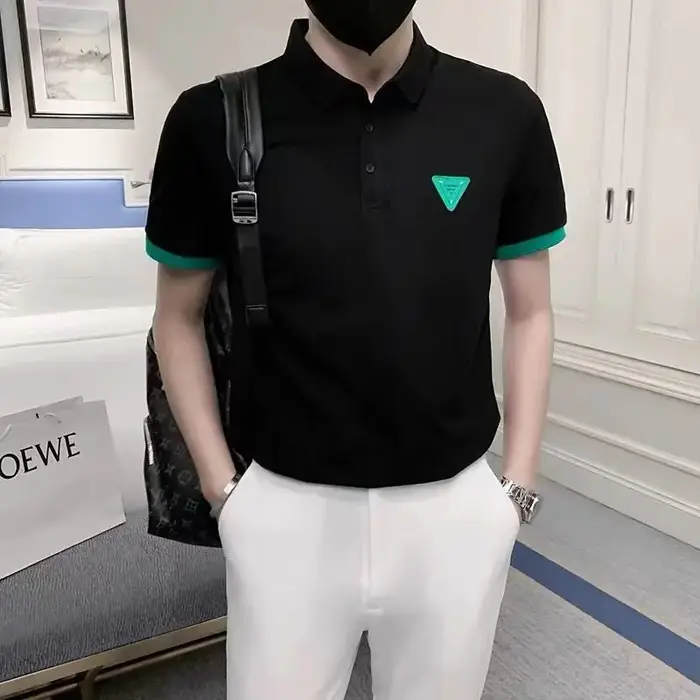 Kpop – Polo Chic et décontracté pour homme, vêtement vert uni, avec col, esthétique, nouveau, Street