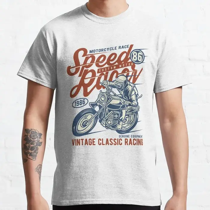 Speed Inboulon t-T-shirt imprimé de moto vintage pour hommes