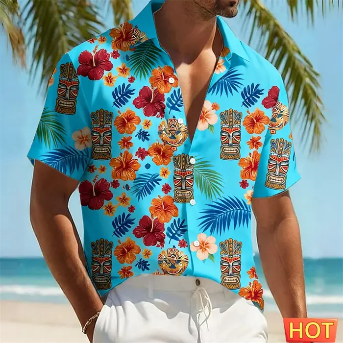 Chemise hawaïenne Tiki pour homme