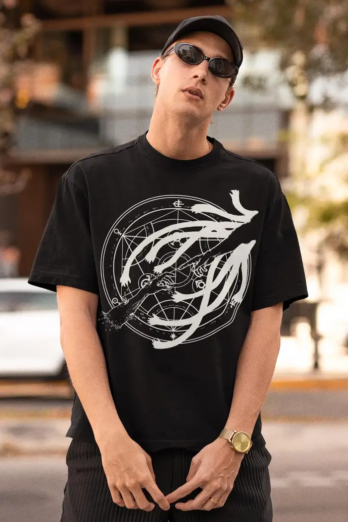 T-shirt classique japonais avec impression graphique de Manga FULLMETAL ALCHEMIST, pour hommes et fe